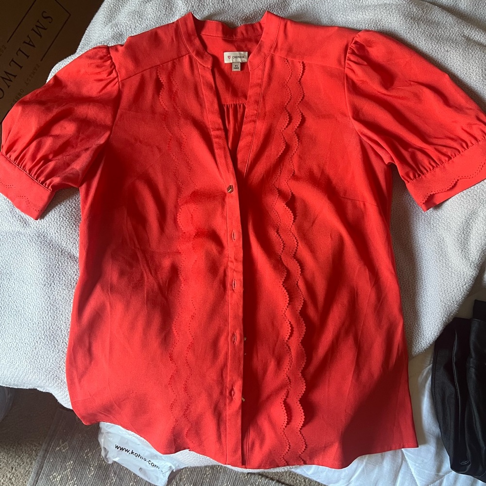 Bright Red Button-up
